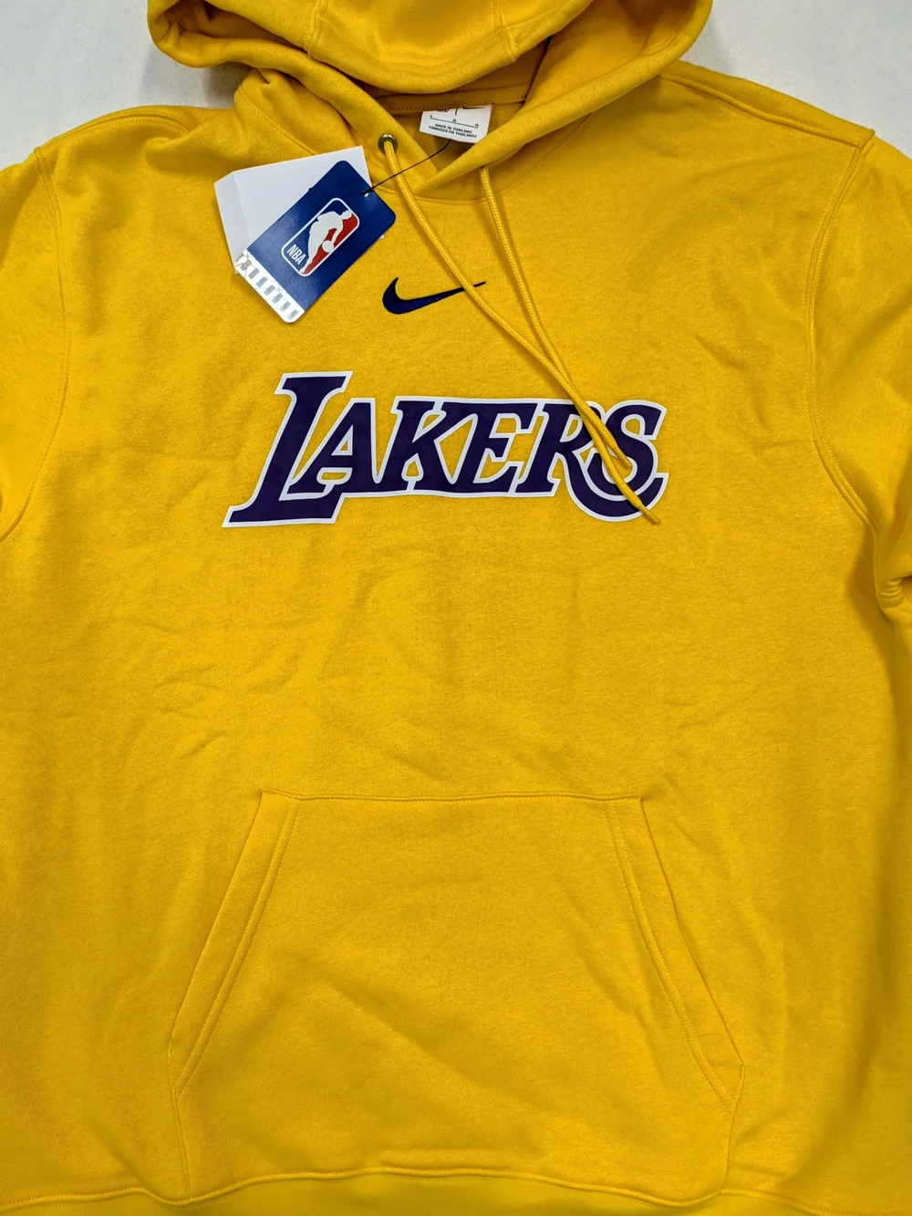 Nike Lakers Wordmark Club Hoodie Men's L NWT Purple White Los Angeles